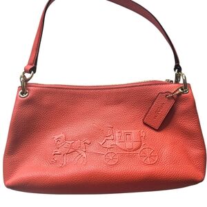 Coach Coral Pebbled Leather Shoulder Crossbody Bag Embossed Carriage RARE